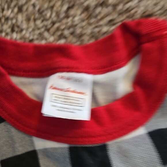 Kids Black and White Checkered Pajamas with Red Accents - Picture 4 of 5